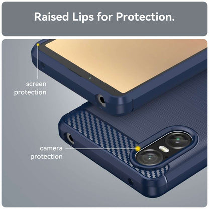 TPU Hülle für Sony Xperia 10 VI Carbon Fiber Skin Brushed Schutzcover Soft Case