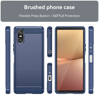 TPU Hülle für Sony Xperia 10 VI Carbon Fiber Skin Brushed Schutzcover Soft Case