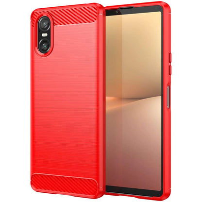 TPU Hülle für Sony Xperia 10 VI Carbon Fiber Skin Brushed Schutzcover Soft Case