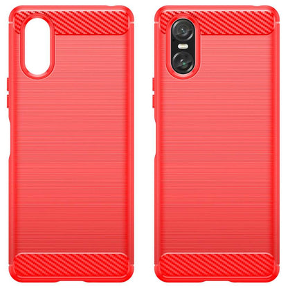 TPU Hülle für Sony Xperia 10 VI Carbon Fiber Skin Brushed Schutzcover Soft Case