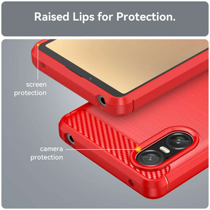 TPU Hülle für Sony Xperia 10 VI Carbon Fiber Skin Brushed Schutzcover Soft Case