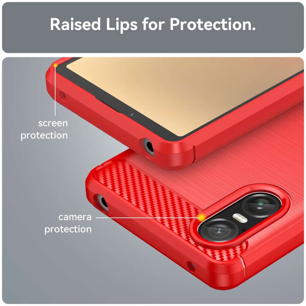 TPU Hülle für Sony Xperia 10 VI Carbon Fiber Skin Brushed Schutzcover Soft Case