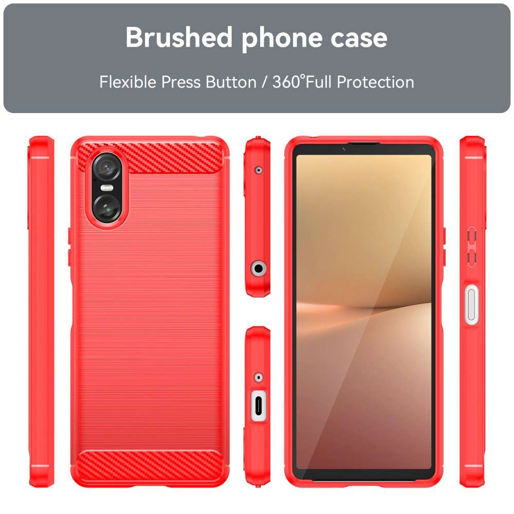 TPU Hülle für Sony Xperia 10 VI Carbon Fiber Skin Brushed Schutzcover Soft Case