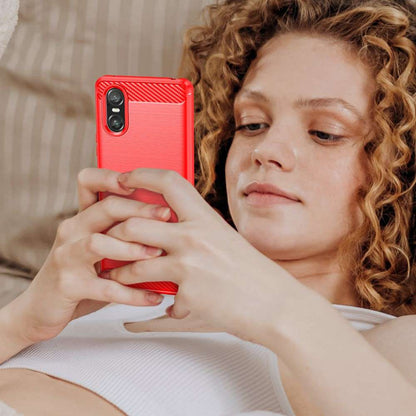 TPU Hülle für Sony Xperia 10 VI Carbon Fiber Skin Brushed Schutzcover Soft Case