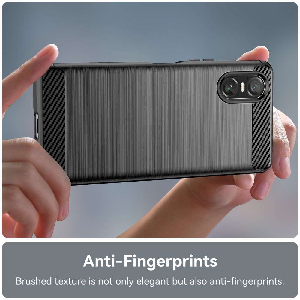 TPU Hülle für Sony Xperia 10 VI Carbon Fiber Skin Brushed Schutzcover Soft Case