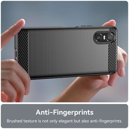 TPU Hülle für Sony Xperia 10 VI Carbon Fiber Skin Brushed Schutzcover Soft Case