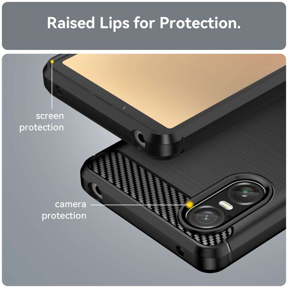TPU Hülle für Sony Xperia 10 VI Carbon Fiber Skin Brushed Schutzcover Soft Case