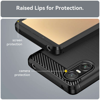 TPU Hülle für Sony Xperia 10 VI Carbon Fiber Skin Brushed Schutzcover Soft Case
