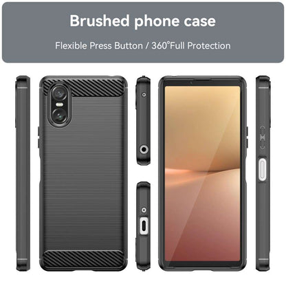 TPU Hülle für Sony Xperia 10 VI Carbon Fiber Skin Brushed Schutzcover Soft Case