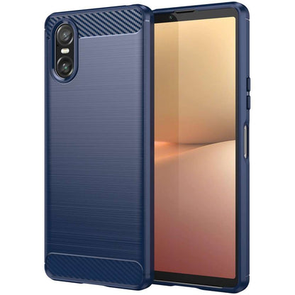 TPU Hülle für Sony Xperia 10 VI Carbon Fiber Skin Brushed Schutzcover Soft Case