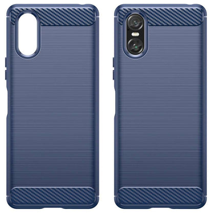 TPU Hülle für Sony Xperia 10 VI Carbon Fiber Skin Brushed Schutzcover Soft Case