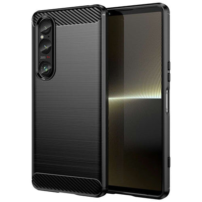 TPU Hülle für Sony Xperia 1 VI Carbon Fiber Skin Brushed Schutzcover Soft Case