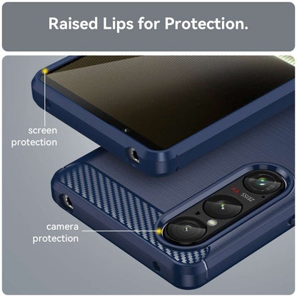 TPU Hülle für Sony Xperia 1 VI Carbon Fiber Skin Brushed Schutzcover Soft Case