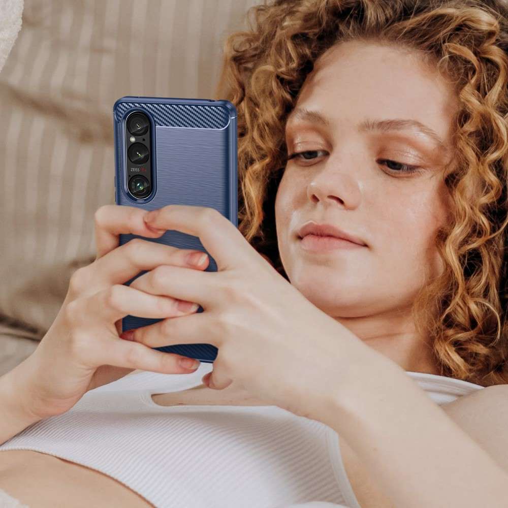 TPU Hülle für Sony Xperia 1 VI Carbon Fiber Skin Brushed Schutzcover Soft Case