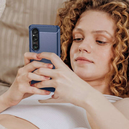 TPU Hülle für Sony Xperia 1 VI Carbon Fiber Skin Brushed Schutzcover Soft Case
