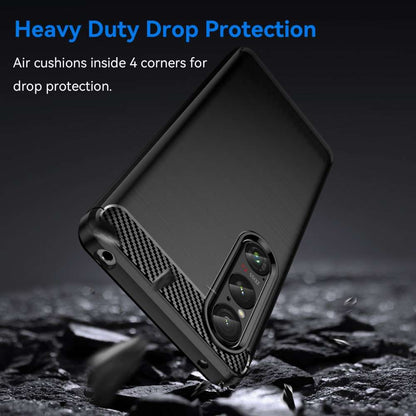 TPU Hülle für Sony Xperia 1 VI Carbon Fiber Skin Brushed Schutzcover Soft Case