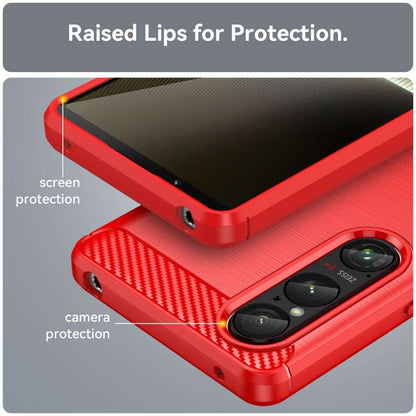 TPU Hülle für Sony Xperia 1 VI Carbon Fiber Skin Brushed Schutzcover Soft Case