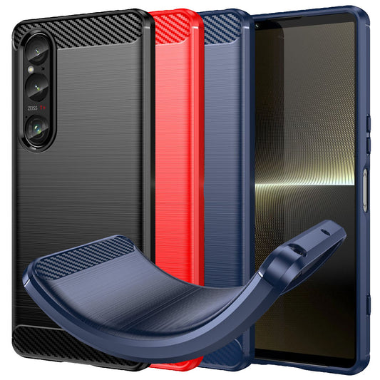 TPU Hülle für Sony Xperia 1 VI Carbon Fiber Skin Brushed Schutzcover Soft Case