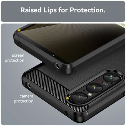 TPU Hülle für Sony Xperia 1 VI Carbon Fiber Skin Brushed Schutzcover Soft Case
