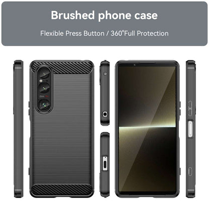 TPU Hülle für Sony Xperia 1 VI Carbon Fiber Skin Brushed Schutzcover Soft Case