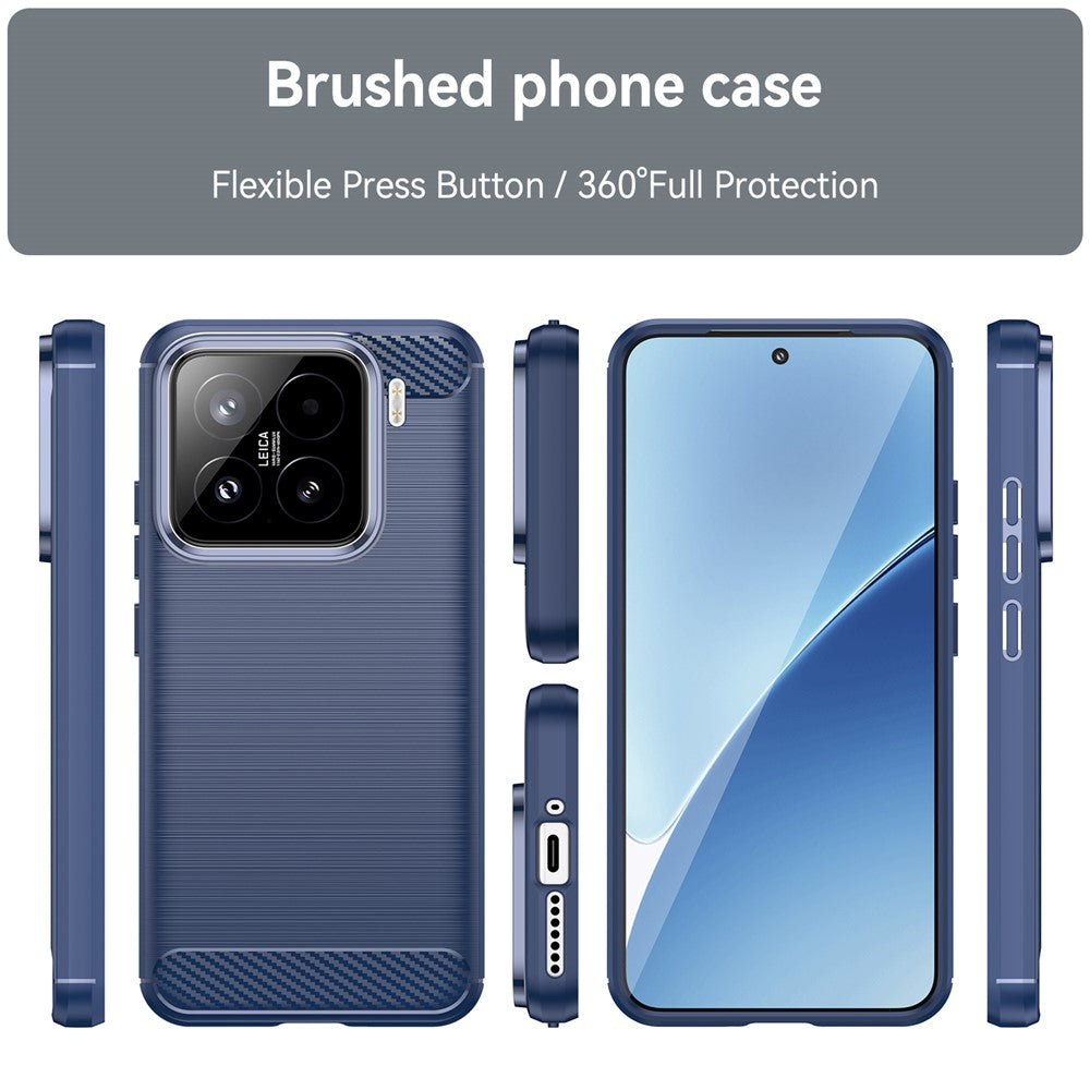 TPU Hülle für Xiaomi 15 Carbon Fiber Skin Brushed Schutz Backcover Soft Case