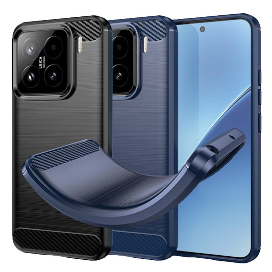 TPU Hülle für Xiaomi 15 Carbon Fiber Skin Brushed Schutz Backcover Soft Case