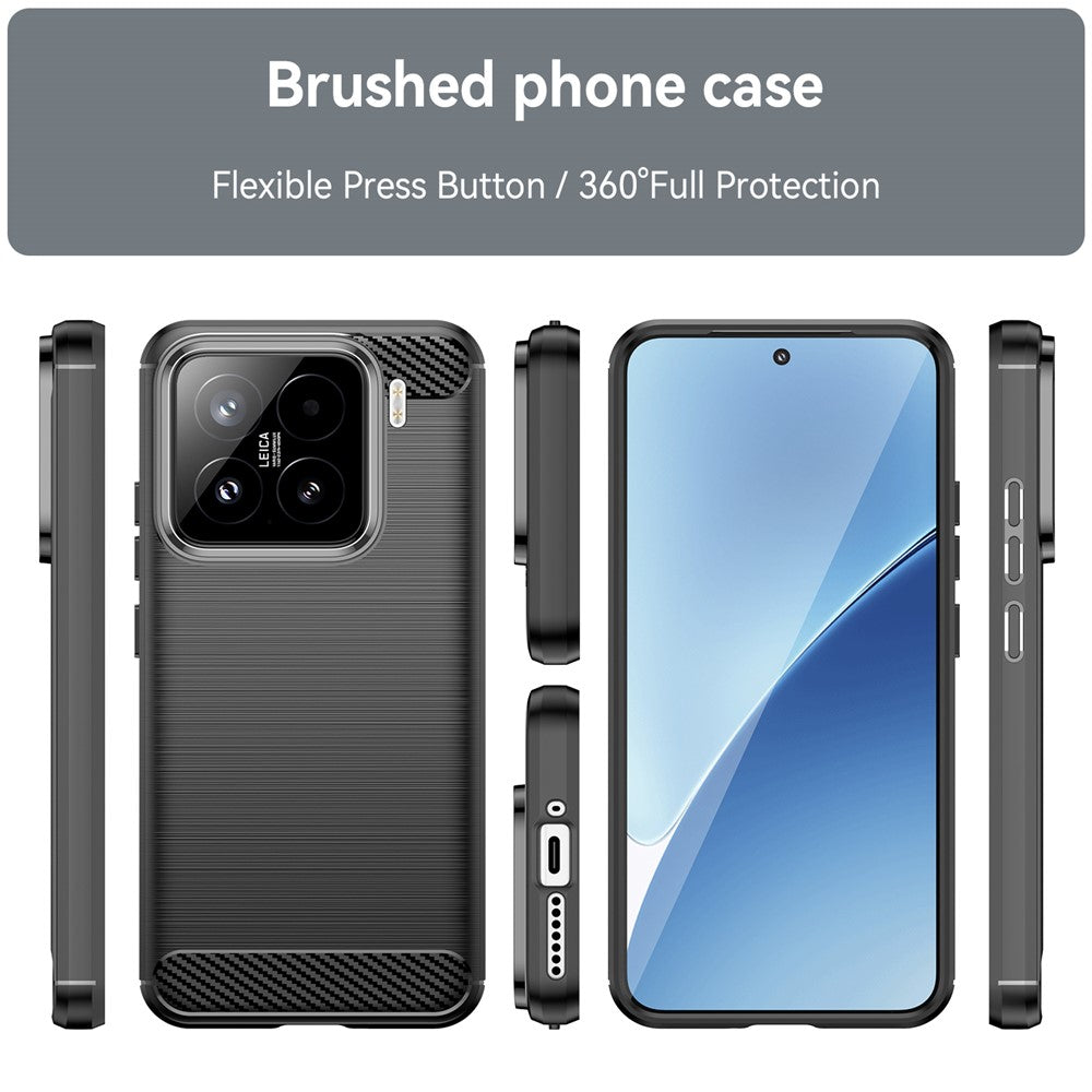 TPU Hülle für Xiaomi 15 Carbon Fiber Skin Brushed Schutz Backcover Soft Case