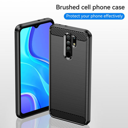 TPU Case für XIAOMI REDMI 9 Carbon Fiber Skin Brushed Schutz Hülle Soft Cover
