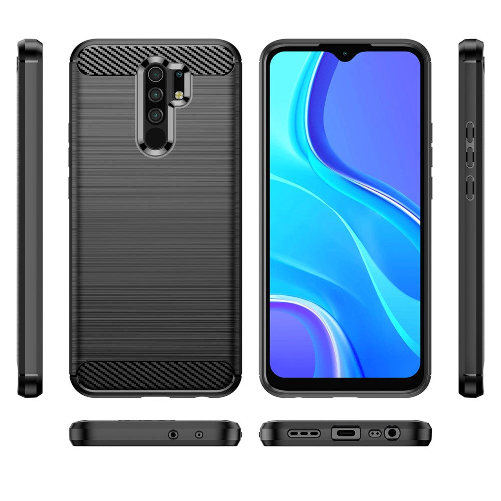 TPU Case für XIAOMI REDMI 9 Carbon Fiber Skin Brushed Schutz Hülle Soft Cover