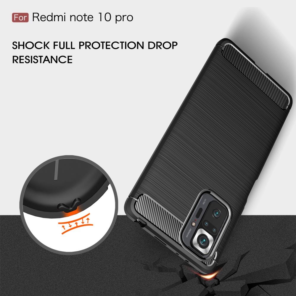 TPU Case für XIAOMI REDMI NOTE 10 PRO Carbon Fiber Skin Brushed Schutz Hülle