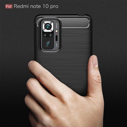 TPU Case für XIAOMI REDMI NOTE 10 PRO Carbon Fiber Skin Brushed Schutz Hülle