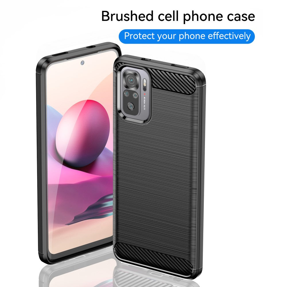 TPU Case für XIAOMI REDMI NOTE 10S Carbon Fiber Skin Brushed Schutz Hülle Cover