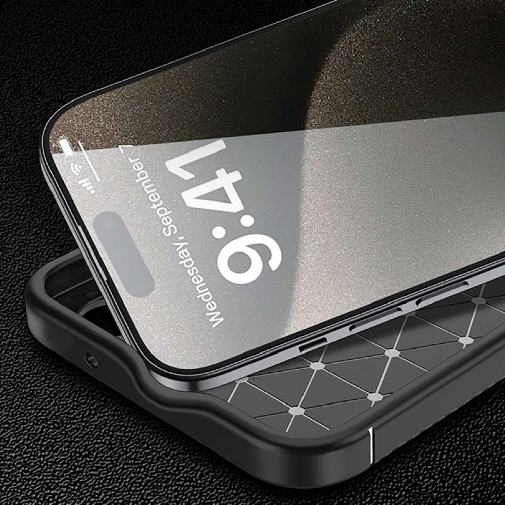 TPU Hülle für Apple iPhone 16 PRO MAX Carbon Fiber Muster Shockproof Cover Case