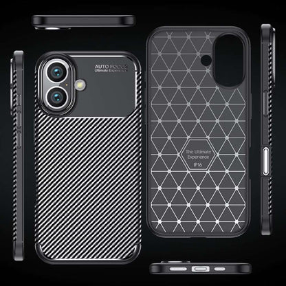 TPU Hülle für Apple iPhone 16 PLUS Carbon Fiber Muster Shockproof Cover Case