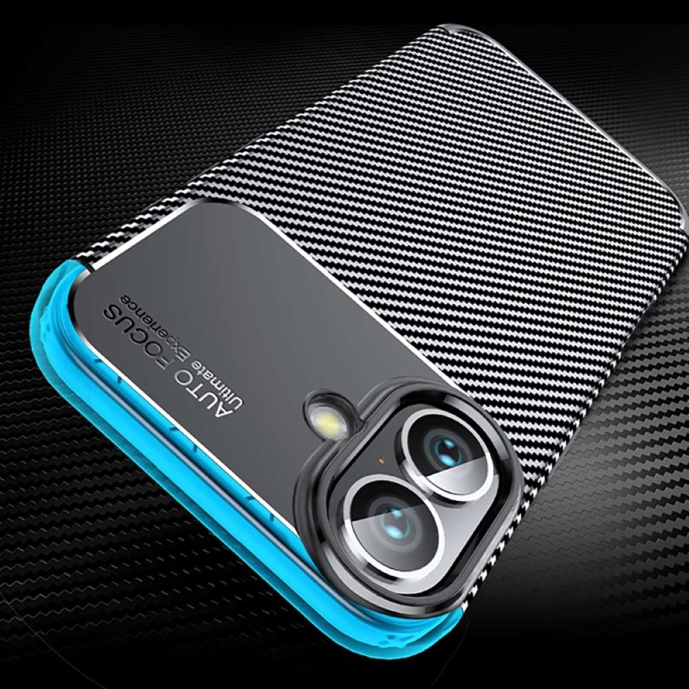 TPU Hülle für Apple iPhone 16 Carbon Fiber Muster Shockproof Back Cover Case