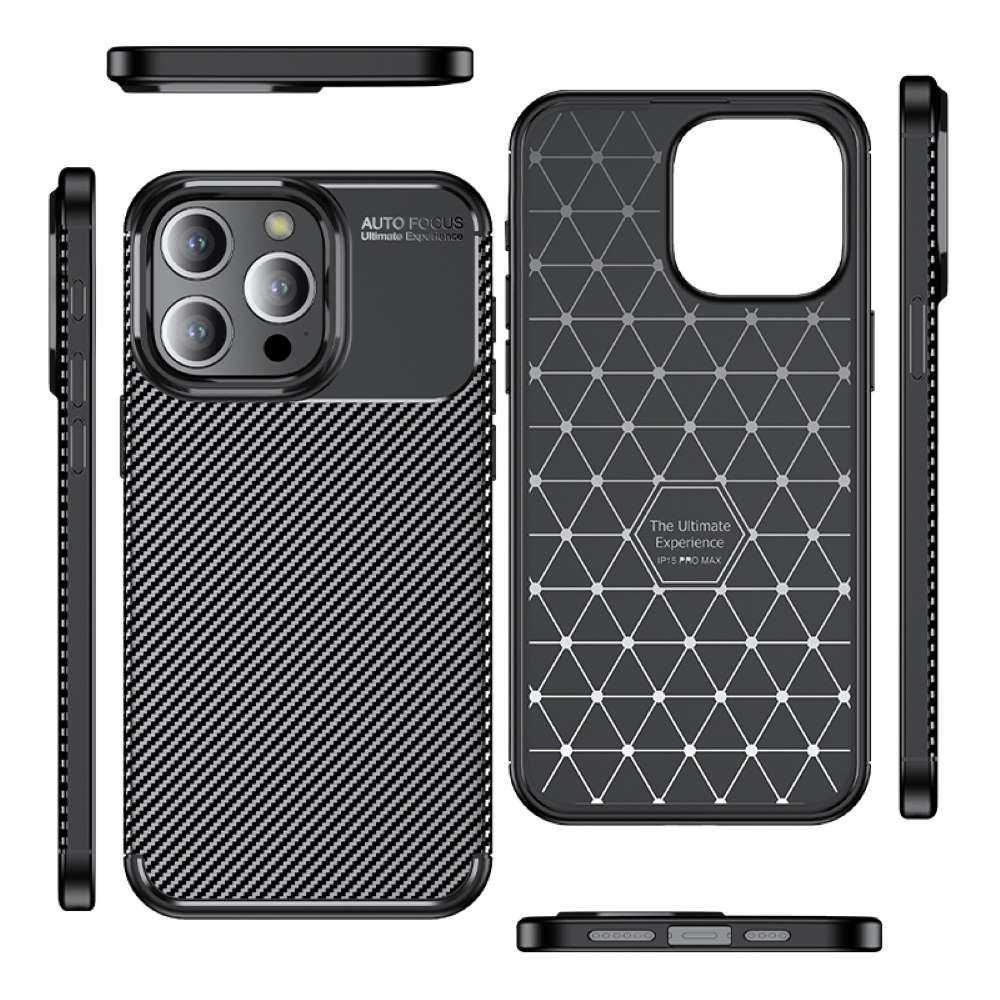 TPU Hülle für Apple iPhone 15 PRO MAX Carbon Fiber Muster Shockproof Cover Case