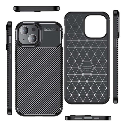 TPU Hülle für Apple iPhone 15 Carbon Fiber Muster Shockproof Back Cover Case