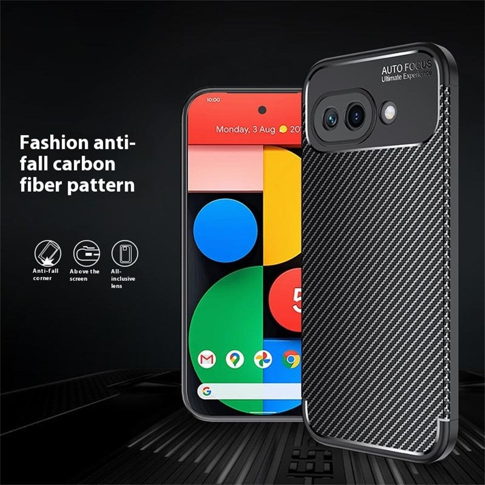 TPU Hülle für Google Pixel 9a Carbon Fiber Muster Shockproof Back Cover Case