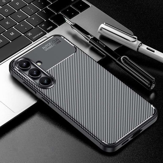TPU Hülle für Samsung Galaxy S24 FE Carbon Fiber Muster Shockproof Cover Case