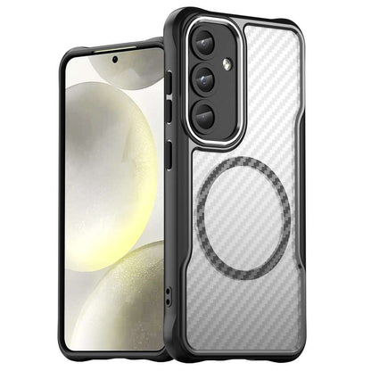 Hybrid Hülle für Samsung Galaxy S25 Carbon MagSafe Shockproof TPU PC Handy Cover