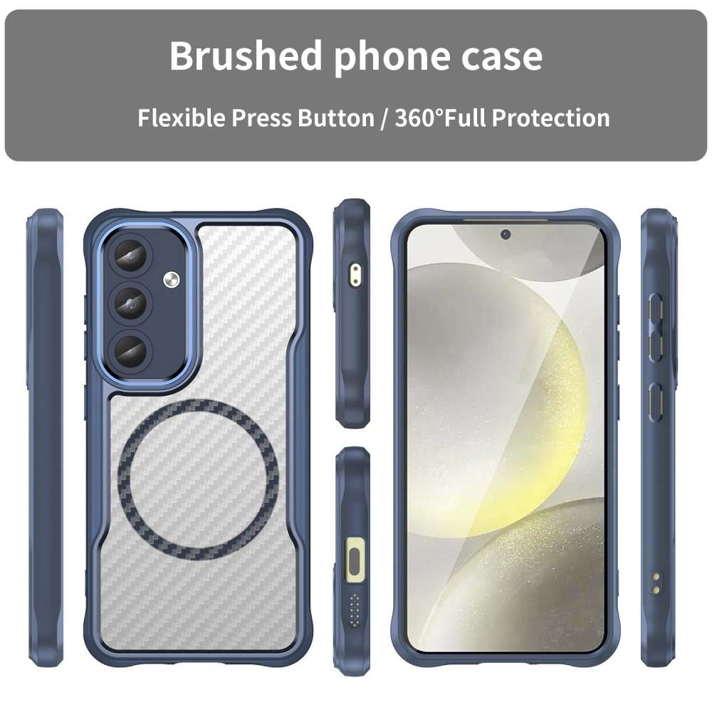 Hybrid Hülle für Samsung Galaxy S25 Carbon MagSafe Shockproof TPU PC Handy Cover