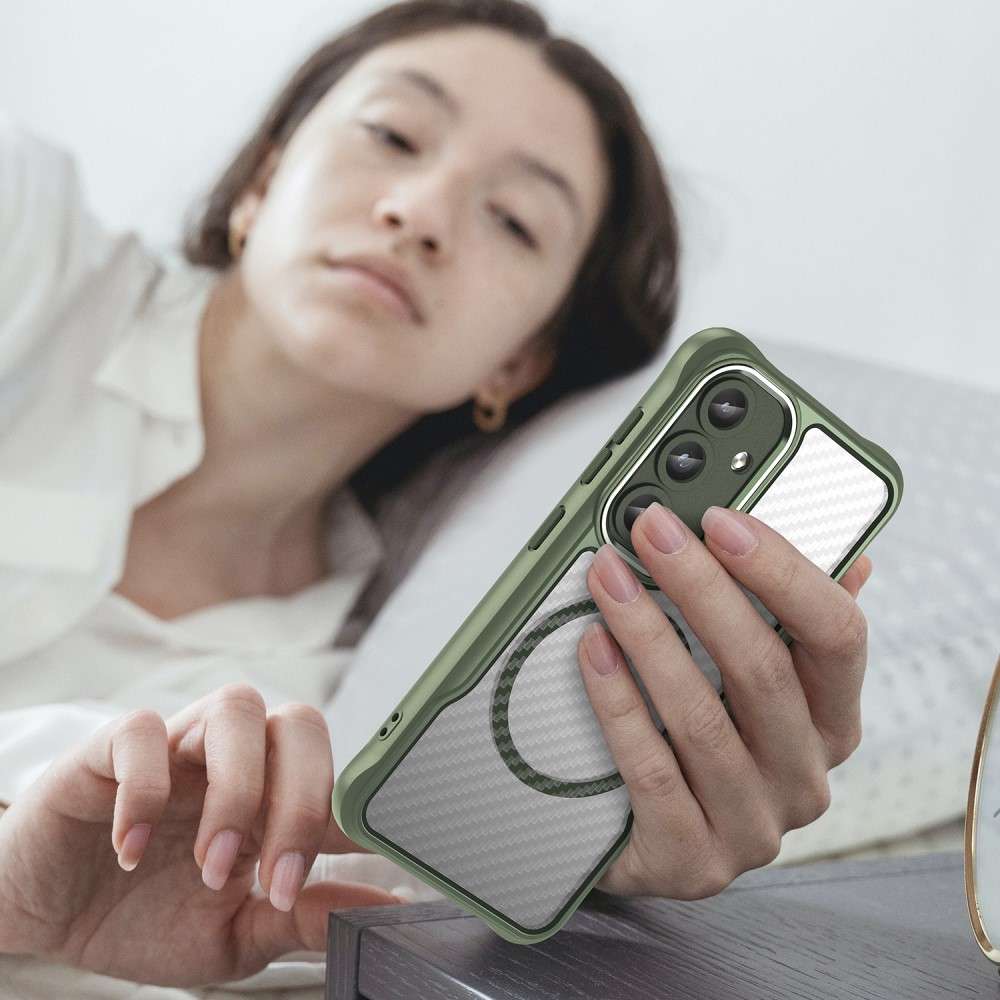 Hybrid Hülle für Samsung Galaxy S25 Carbon MagSafe Shockproof TPU PC Handy Cover