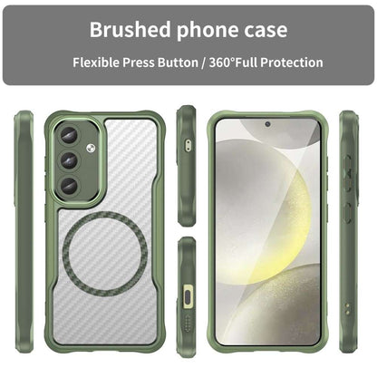 Hybrid Hülle für Samsung Galaxy S25 Carbon MagSafe Shockproof TPU PC Handy Cover