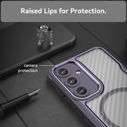 Hybrid Hülle für Samsung Galaxy S25 Carbon MagSafe Shockproof TPU PC Handy Cover