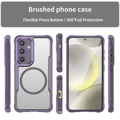 Hybrid Hülle für Samsung Galaxy S25 Carbon MagSafe Shockproof TPU PC Handy Cover