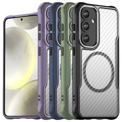 Hybrid Hülle für Samsung Galaxy S25 Carbon MagSafe Shockproof TPU PC Handy Cover