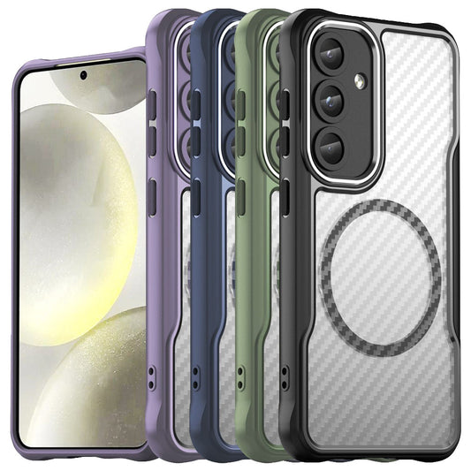 Hybrid Hülle für Samsung Galaxy S25 Carbon MagSafe Shockproof TPU PC Handy Cover