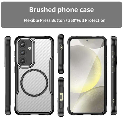 Hybrid Hülle für Samsung Galaxy S25 Carbon MagSafe Shockproof TPU PC Handy Cover