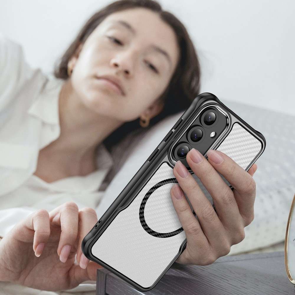 Hybrid Hülle für Samsung Galaxy S24 FE Carbon MagSafe Shockproof PC Handy Cover