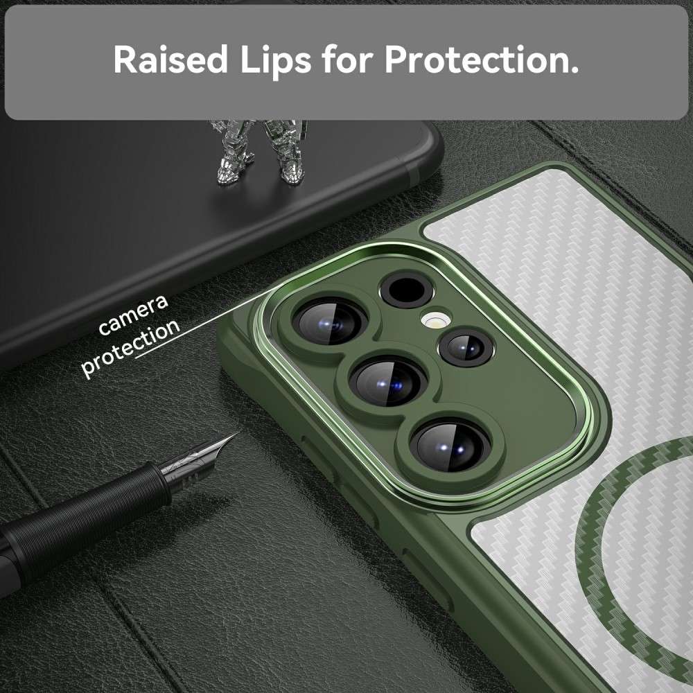 Hybrid Hülle für Samsung Galaxy S25 ULTRA Carbon MagSafe Shockproof TPU Cover